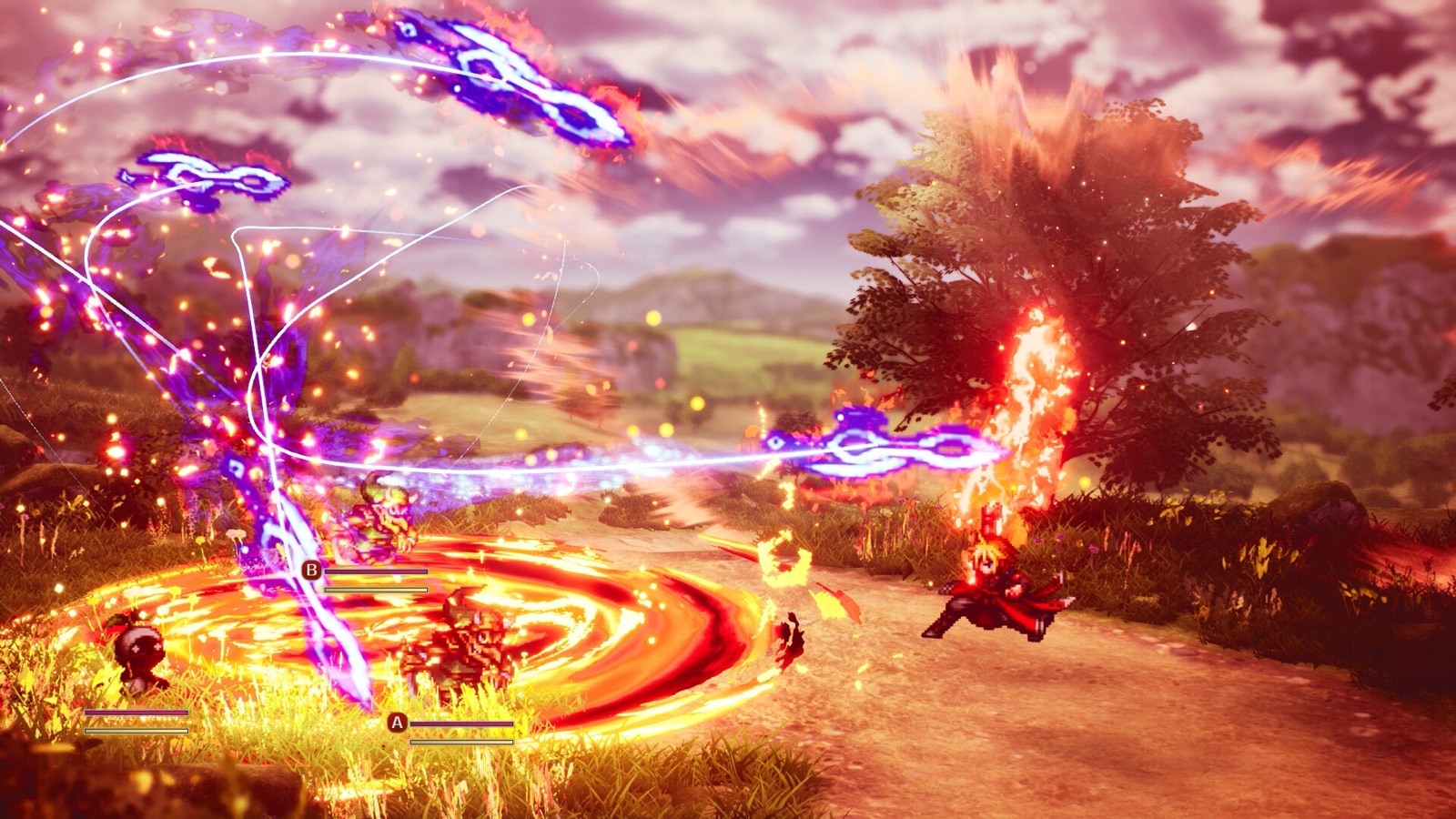 A fire spell sweeps enemy ranks