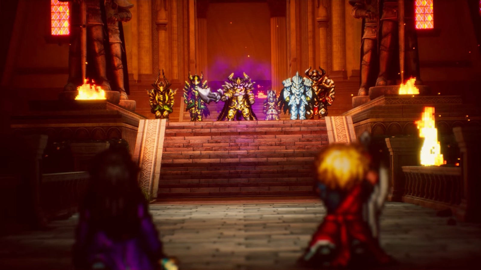 Two heroes seen from behind